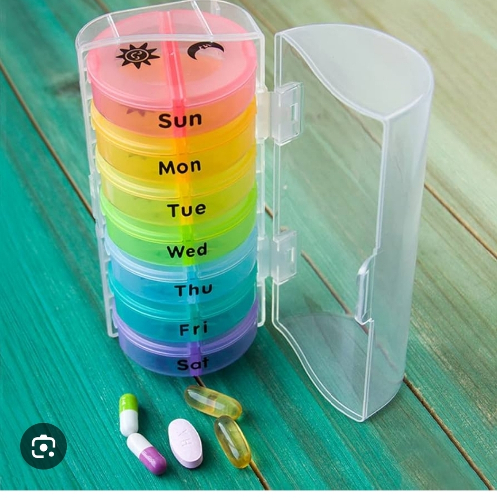 Yellow and Green Weekly Pill Organizer for Efficient Storage